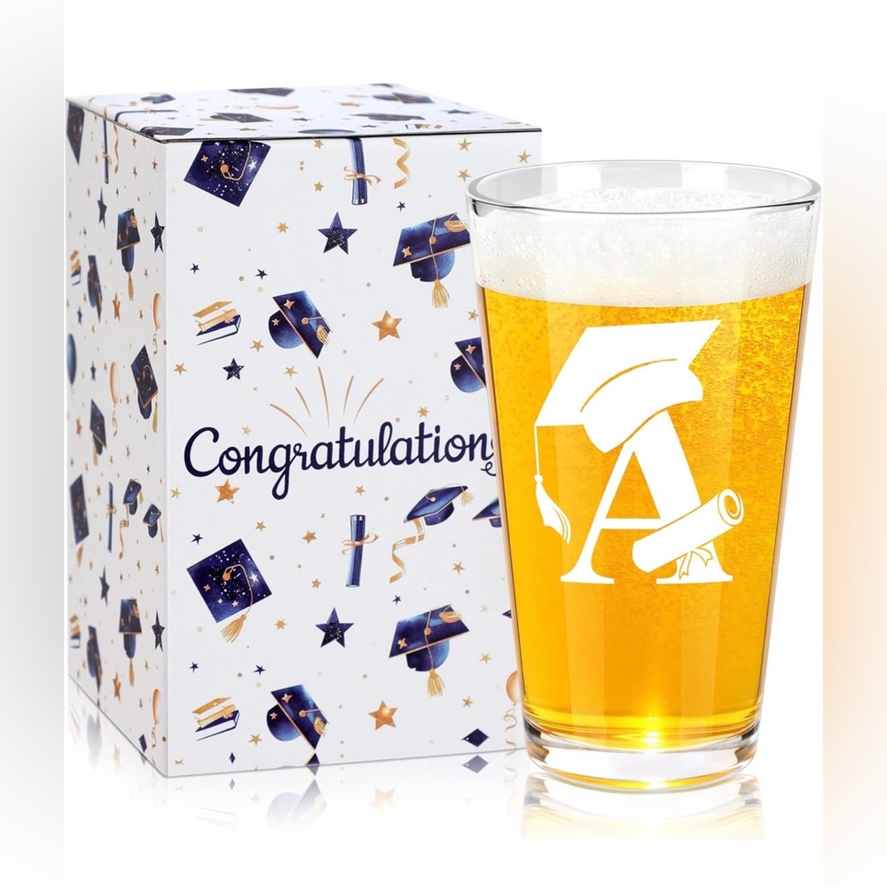 Graduation Celebration Glass Letter A/Letter M with Gift Box